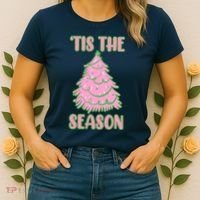 Tis The Season Pink Christmas Tree Women's T-Shirt thumb 2