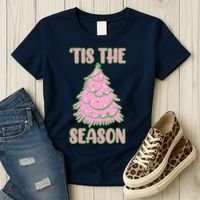 Tis The Season Pink Christmas Tree Women's T-Shirt thumb 3