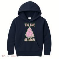 Tis The Season Pink Christmas Tree Kids Hoodie thumb 0
