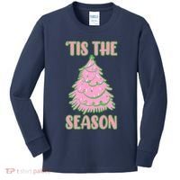Tis The Season Pink Christmas Tree Kids Long Sleeve Shirt thumb 0