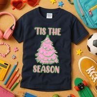 Tis The Season Pink Christmas Tree Kids T-Shirt thumb 3