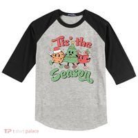Tis The Season Christmas Holiday Festive Raglan Baseball Sleeve Shirt thumb 0