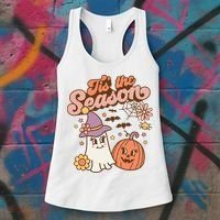 Tis The Season Fall Season Autumn Ghost Pumpkin Halloween Costume Women's Tank Top thumb 3