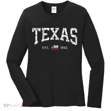 Texas Texas State Flag Distressed Women's Long Sleeve Shirt