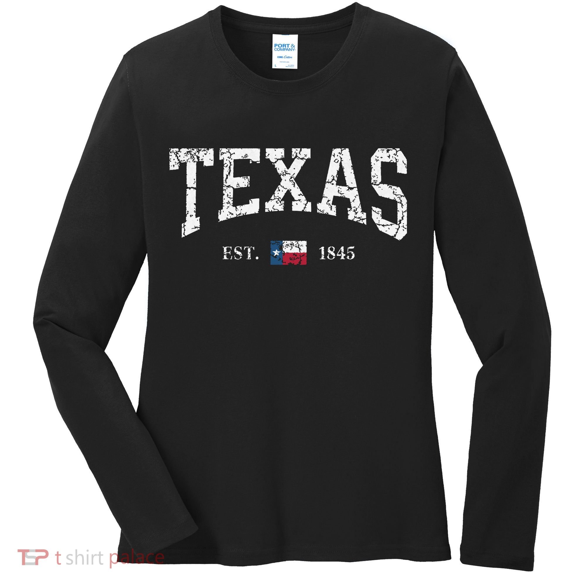 Texas Texas State Flag Distressed Women's Long Sleeve Shirt