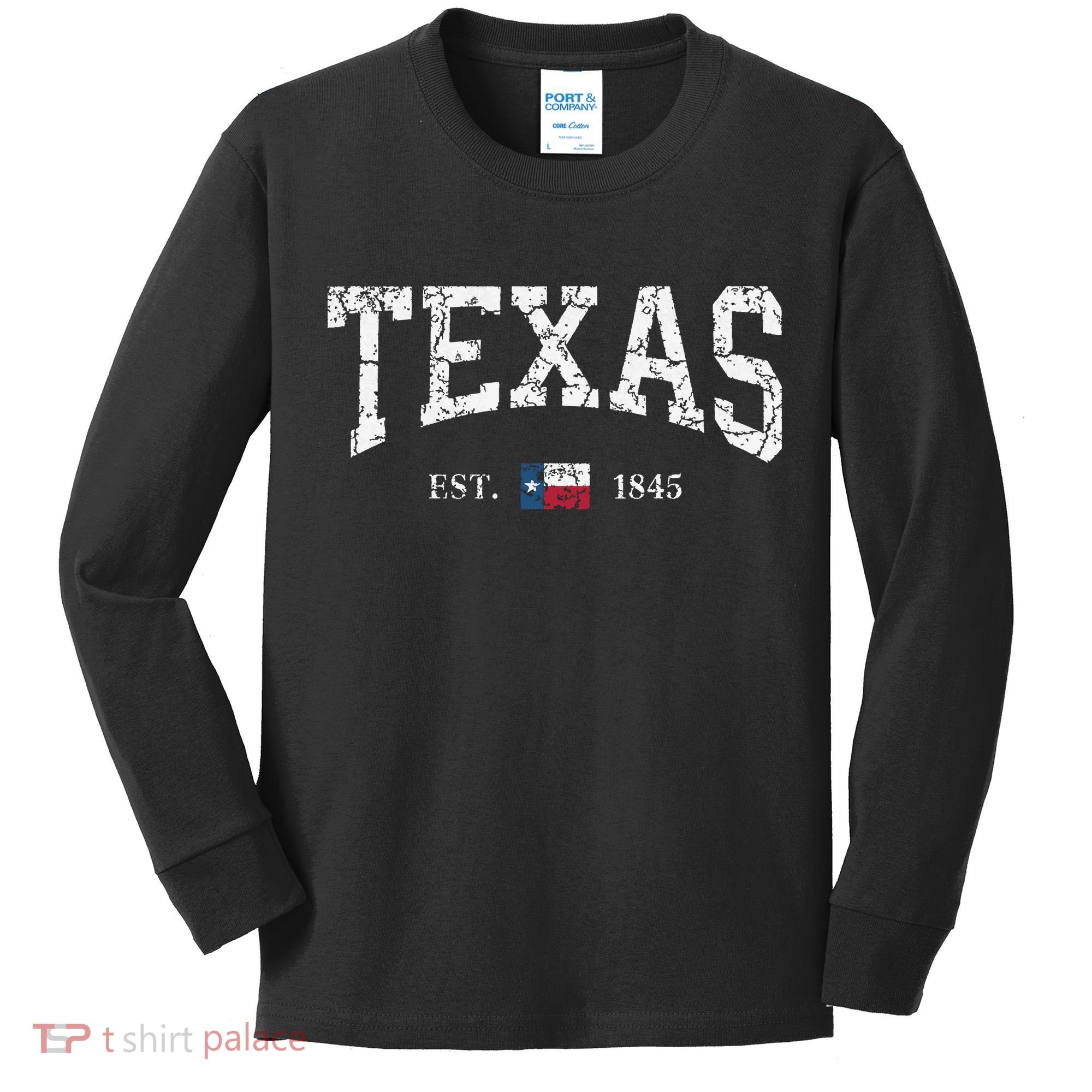 Texas Texas State Flag Distressed Kids Long Sleeve Shirt