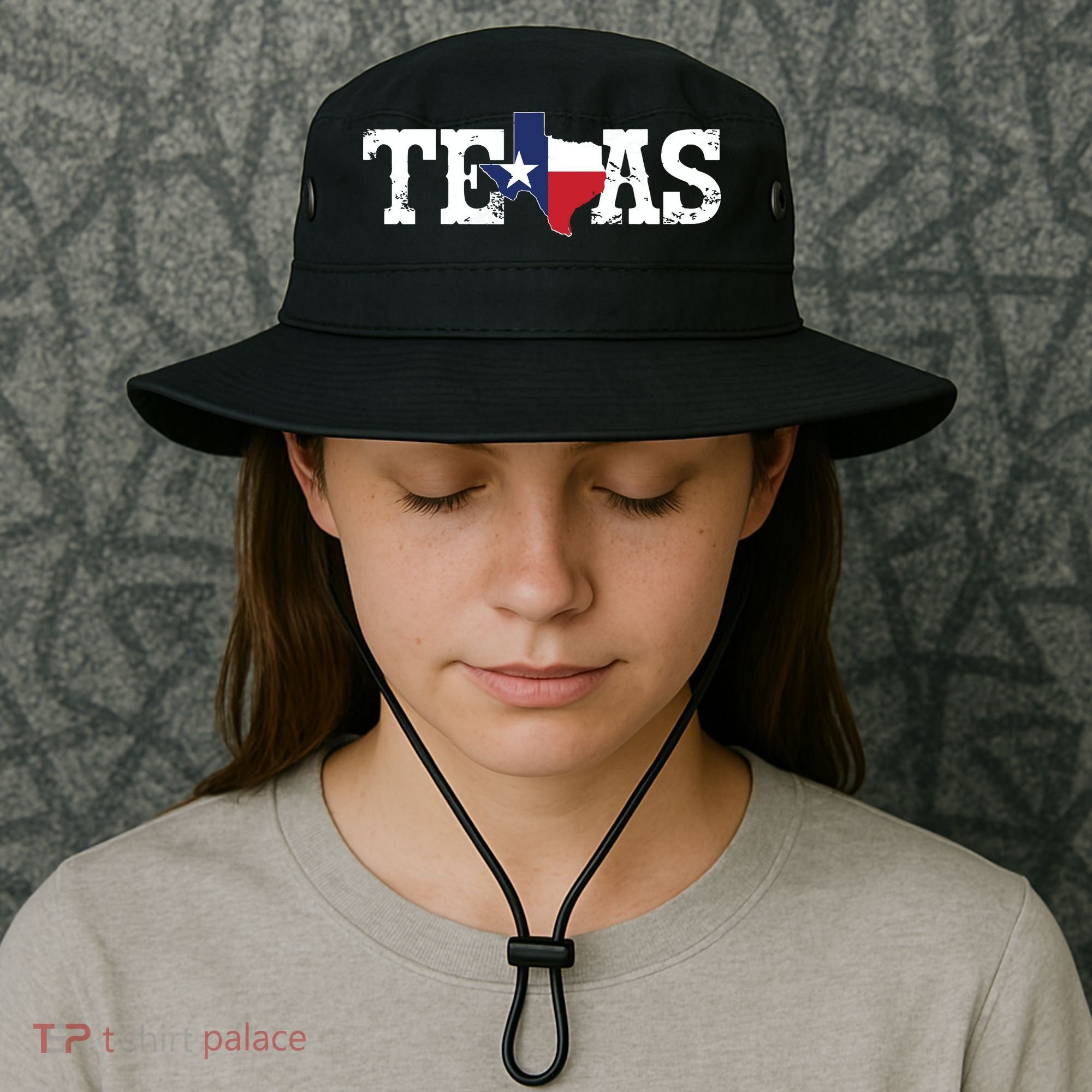 Texas Texas Shaped Flag Grunge Distressed Texas Bucket Hat