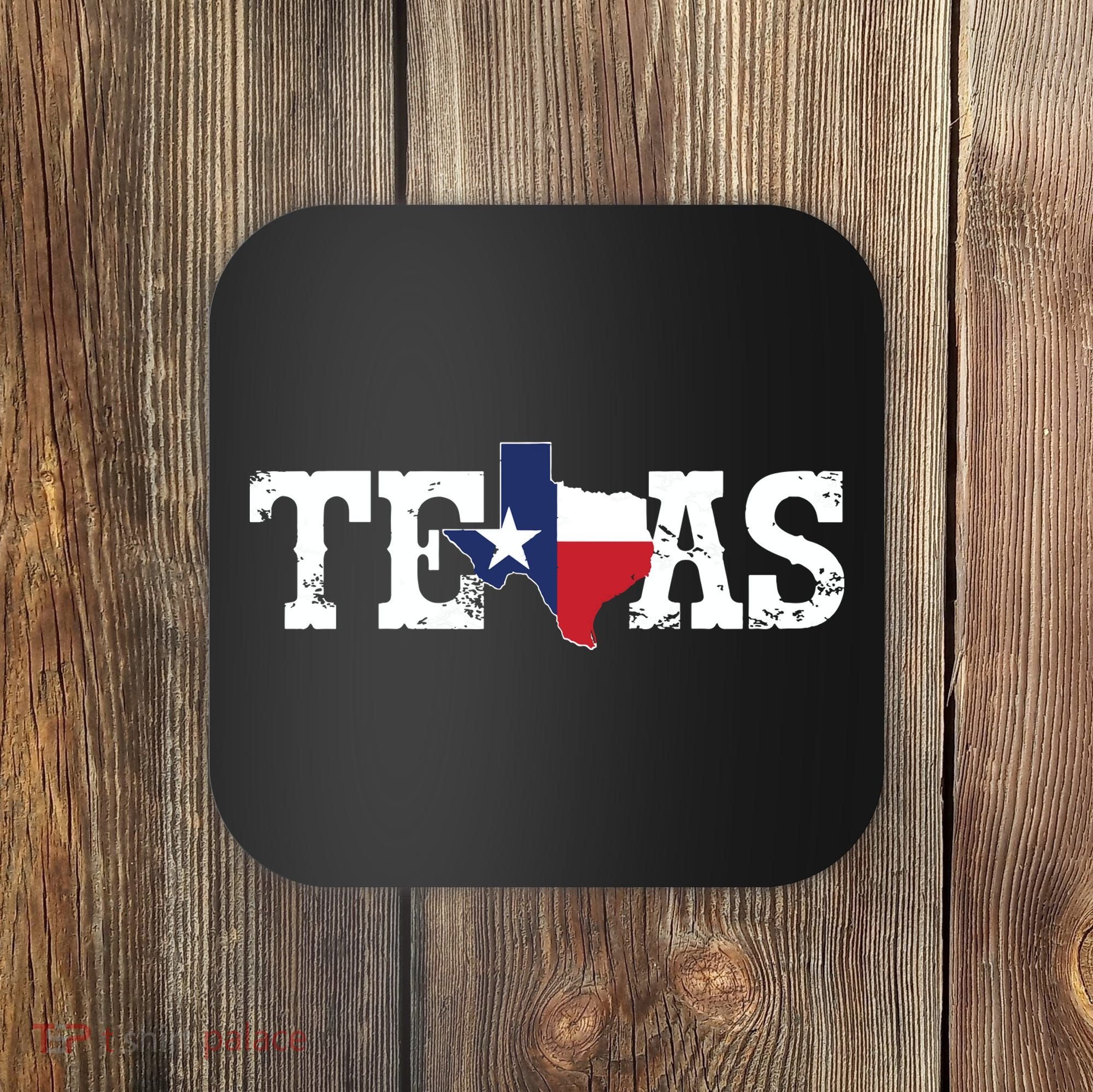 Texas Texas Shaped Flag Grunge Distressed Texas Coaster
