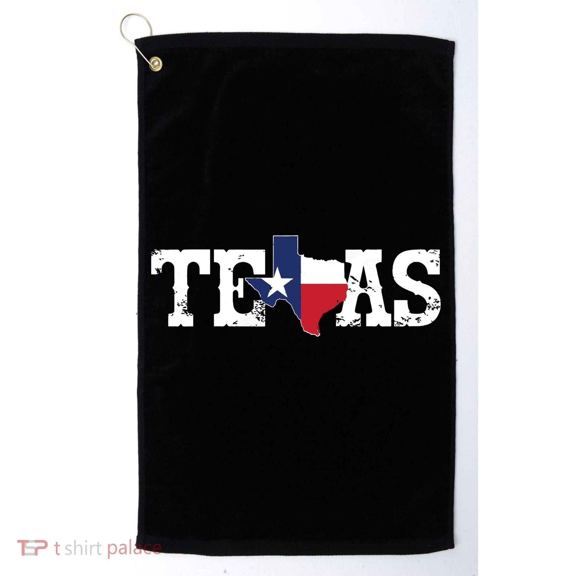 Texas Texas Shaped Flag Grunge Distressed Texas Golf Towel