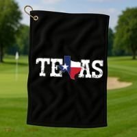 Texas Texas Shaped Flag Grunge Distressed Texas Golf Towel thumb 1