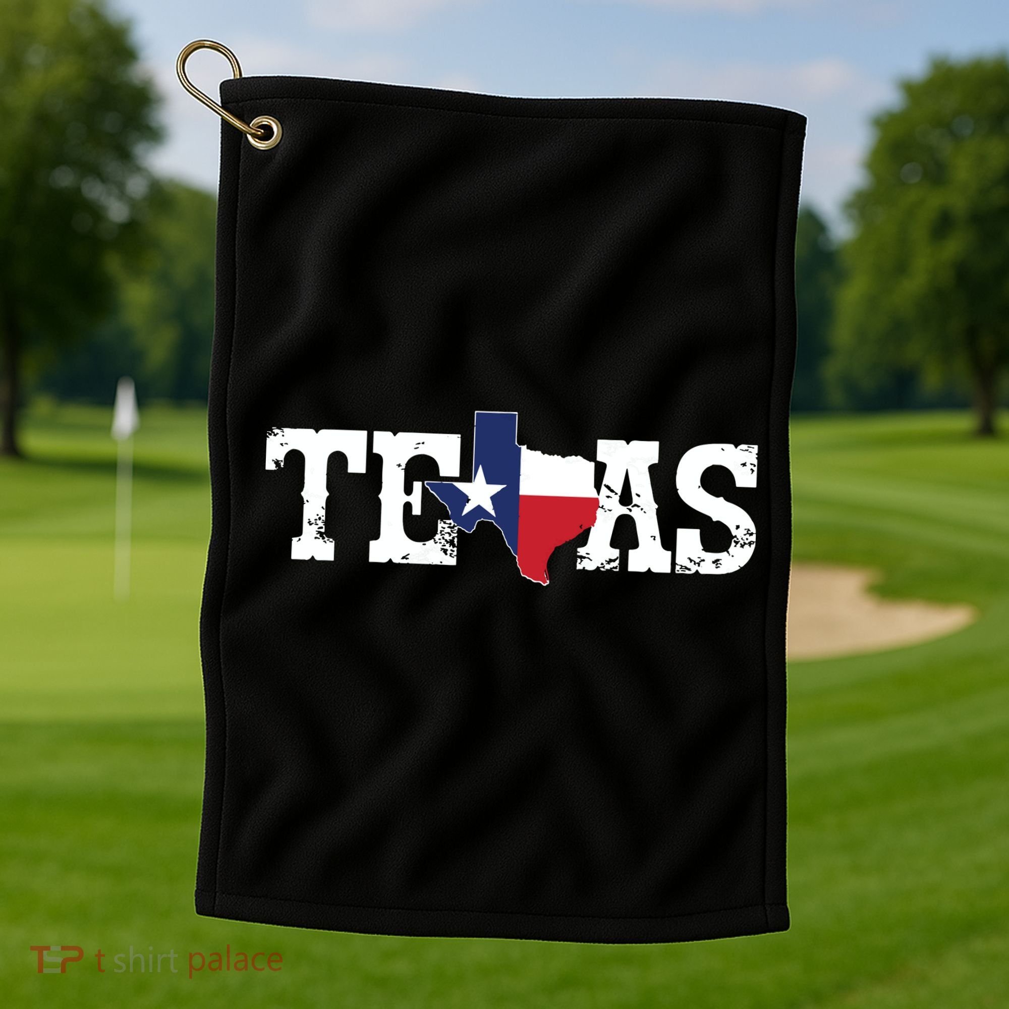 Texas Texas Shaped Flag Grunge Distressed Texas Golf Towel