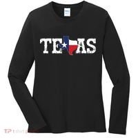 Texas Texas Shaped Flag Grunge Distressed Texas Women's Long Sleeve Shirt thumb 0