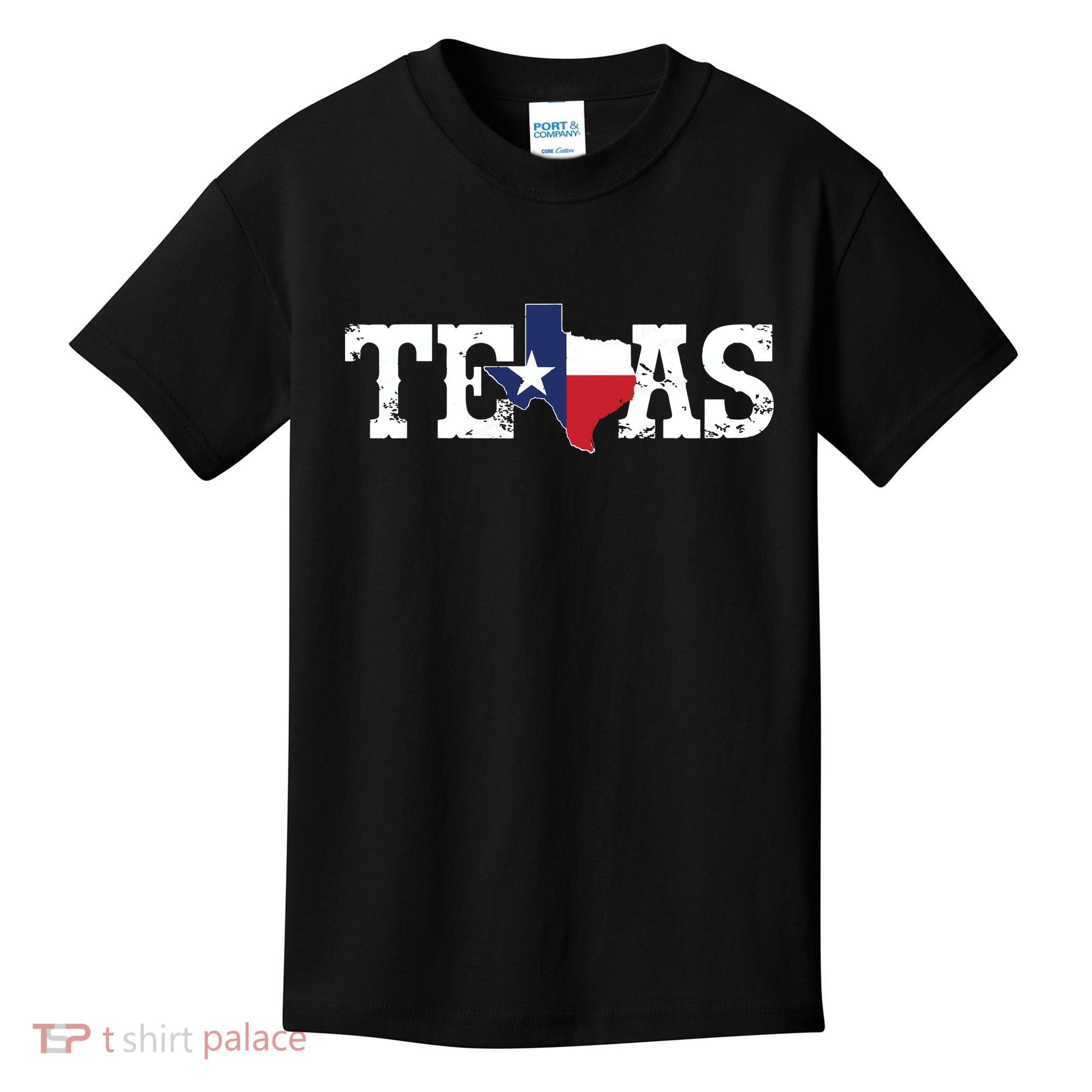 Texas Texas Shaped Flag Grunge Distressed Texas Kids T-Shirt