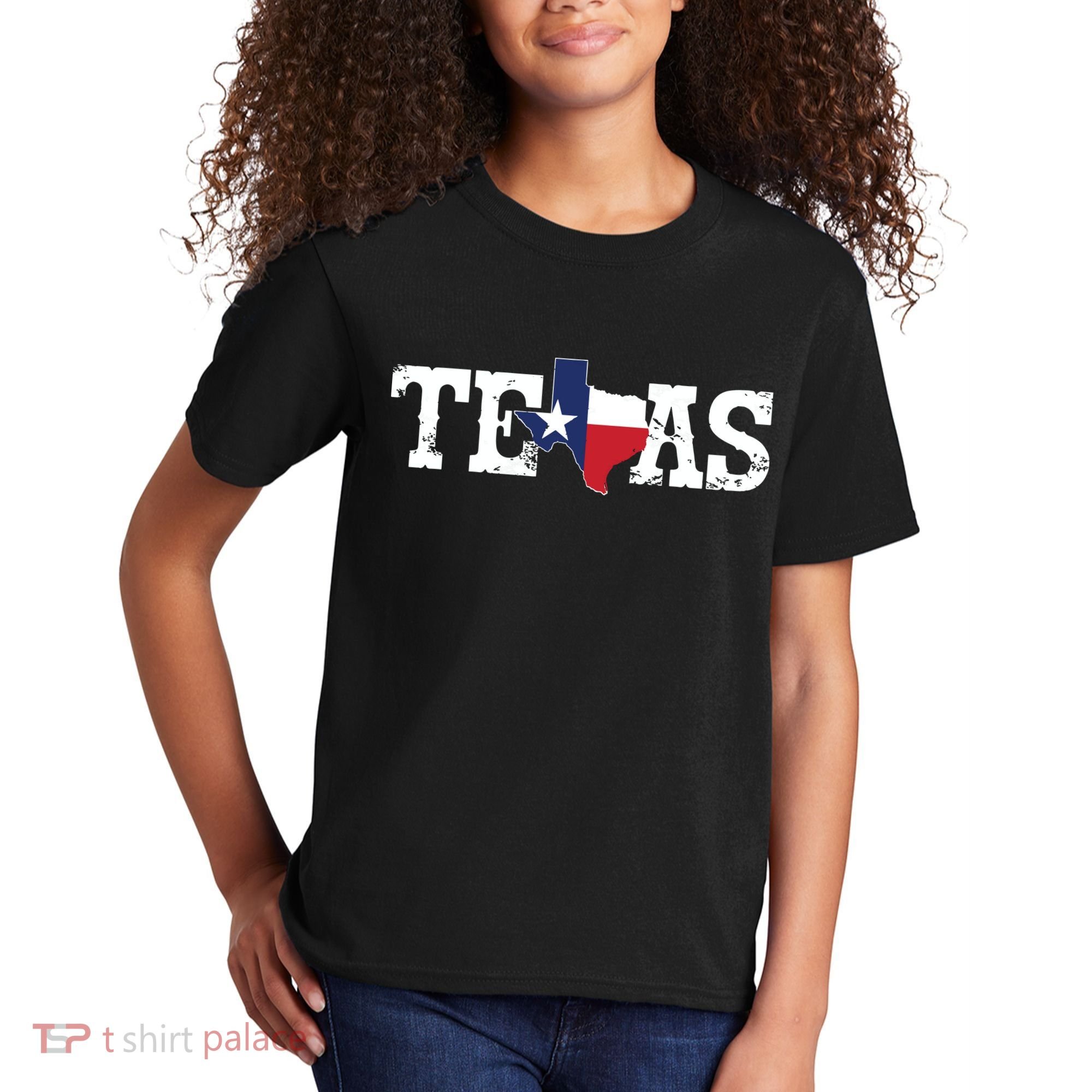 Texas Texas Shaped Flag Grunge Distressed Texas Kids T-Shirt