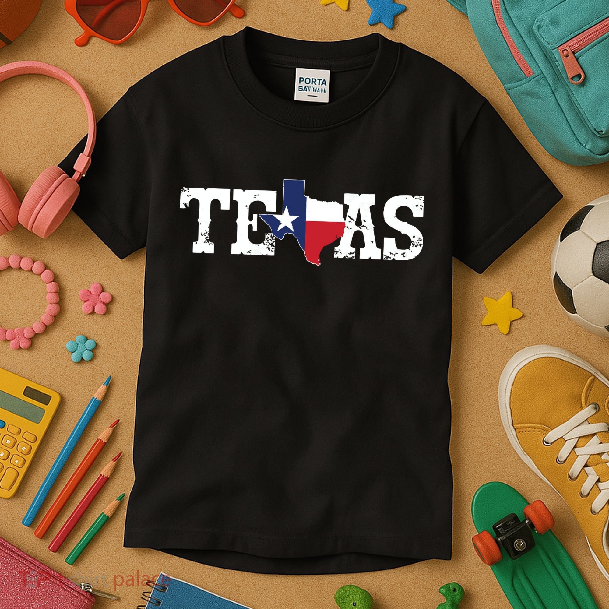 Texas Texas Shaped Flag Grunge Distressed Texas Kids T-Shirt