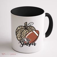 Tis The Season Leopard Pumpkin Football Fall Autumn Coffee Mug thumb 1