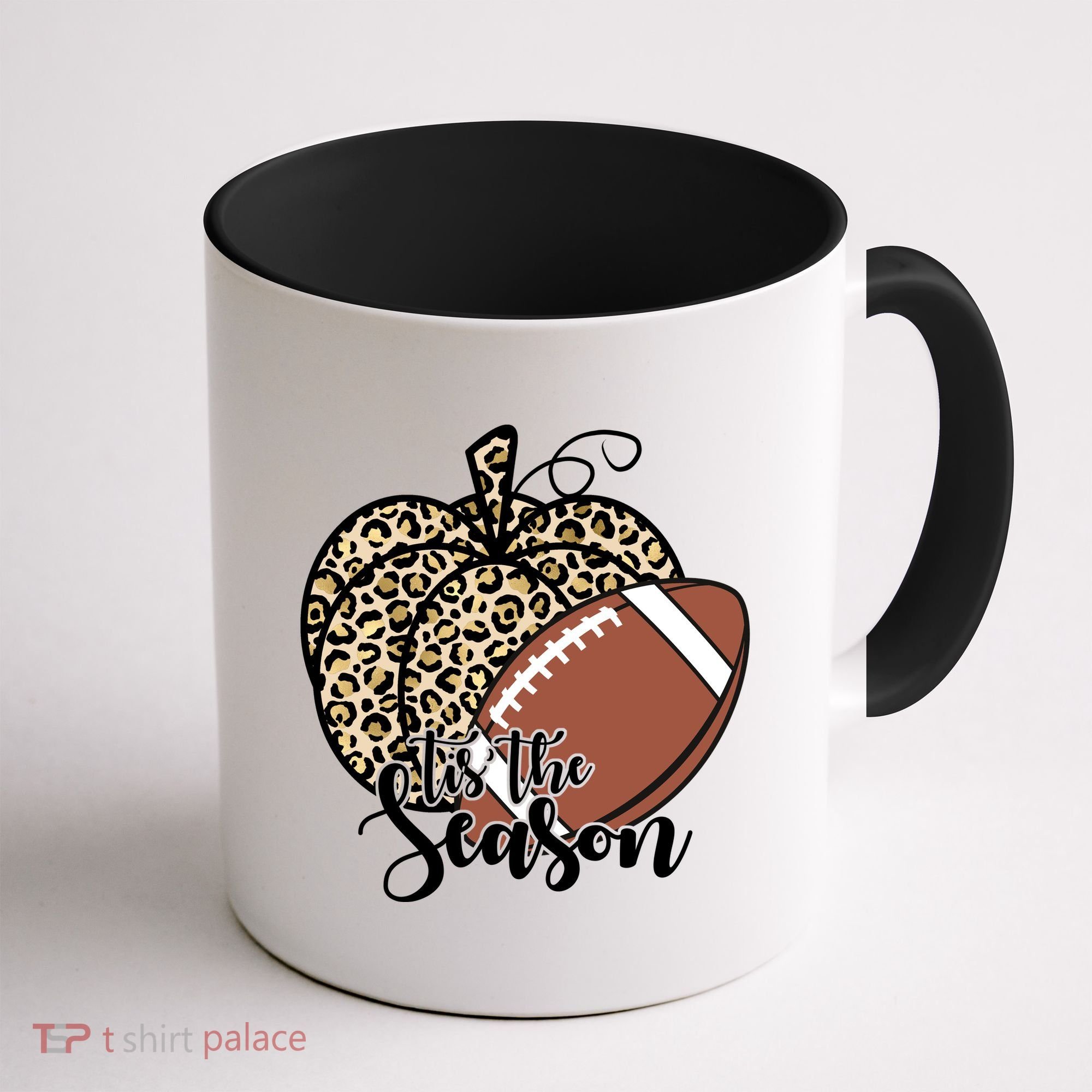 Tis The Season Leopard Pumpkin Football Fall Autumn Coffee Mug