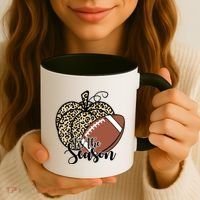 Tis The Season Leopard Pumpkin Football Fall Autumn Coffee Mug thumb 3