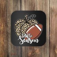 Tis The Season Leopard Pumpkin Football Fall Autumn Coaster thumb 0