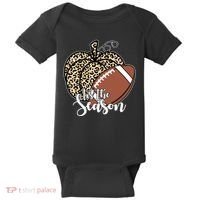 Tis The Season Leopard Pumpkin Football Fall Autumn Baby Bodysuit thumb 0