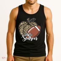 Tis The Season Leopard Pumpkin Football Fall Autumn Tank Top thumb 3