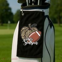 Tis The Season Leopard Pumpkin Football Fall Autumn Golf Towel thumb 2