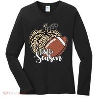 Tis The Season Leopard Pumpkin Football Fall Autumn Women's Long Sleeve Shirt thumb 0