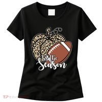 Tis The Season Leopard Pumpkin Football Fall Autumn Women's T-Shirt thumb 0