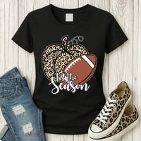 Tis The Season Leopard Pumpkin Football Fall Autumn Women's T-Shirt thumb 3