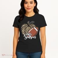 Tis The Season Leopard Pumpkin Football Fall Autumn Women's T-Shirt thumb 4