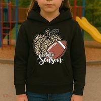 Tis The Season Leopard Pumpkin Football Fall Autumn Kids Hoodie thumb 3