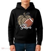 Tis The Season Leopard Pumpkin Football Fall Autumn Kids Hoodie thumb 4