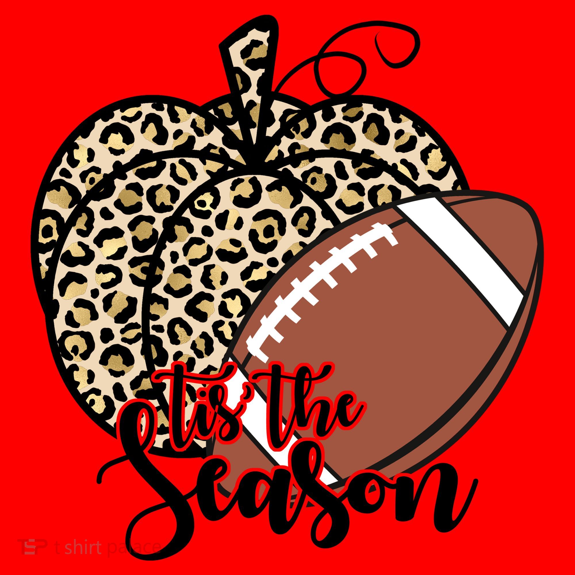 Tis The Season Leopard Pumpkin Football Fall Autumn Santa Hat
