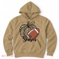 Tis The Season Leopard Pumpkin Football Fall Autumn Hoodie thumb 0