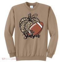 Tis The Season Leopard Pumpkin Football Fall Autumn Sweatshirt thumb 0