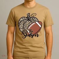 Tis The Season Leopard Pumpkin Football Fall Autumn T-Shirt thumb 3