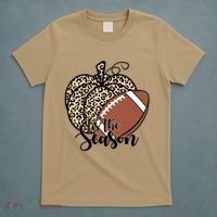 Tis The Season Leopard Pumpkin Football Fall Autumn T-Shirt thumb 5