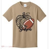 Tis The Season Leopard Pumpkin Football Fall Autumn Kids T-Shirt thumb 0