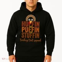 Turkey Trot Squad Huffin And Puffin For Stuffing Fall Vibes Hoodie thumb 2