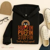 Turkey Trot Squad Huffin And Puffin For Stuffing Fall Vibes Hoodie thumb 4