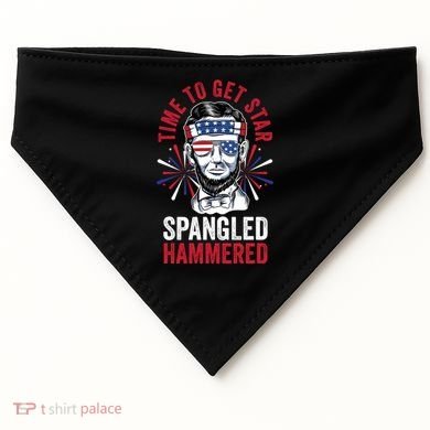 Time To Star Spangled Hammered Fireworks Director Lincoln Cool Gift USA-Made Doggie Bandana