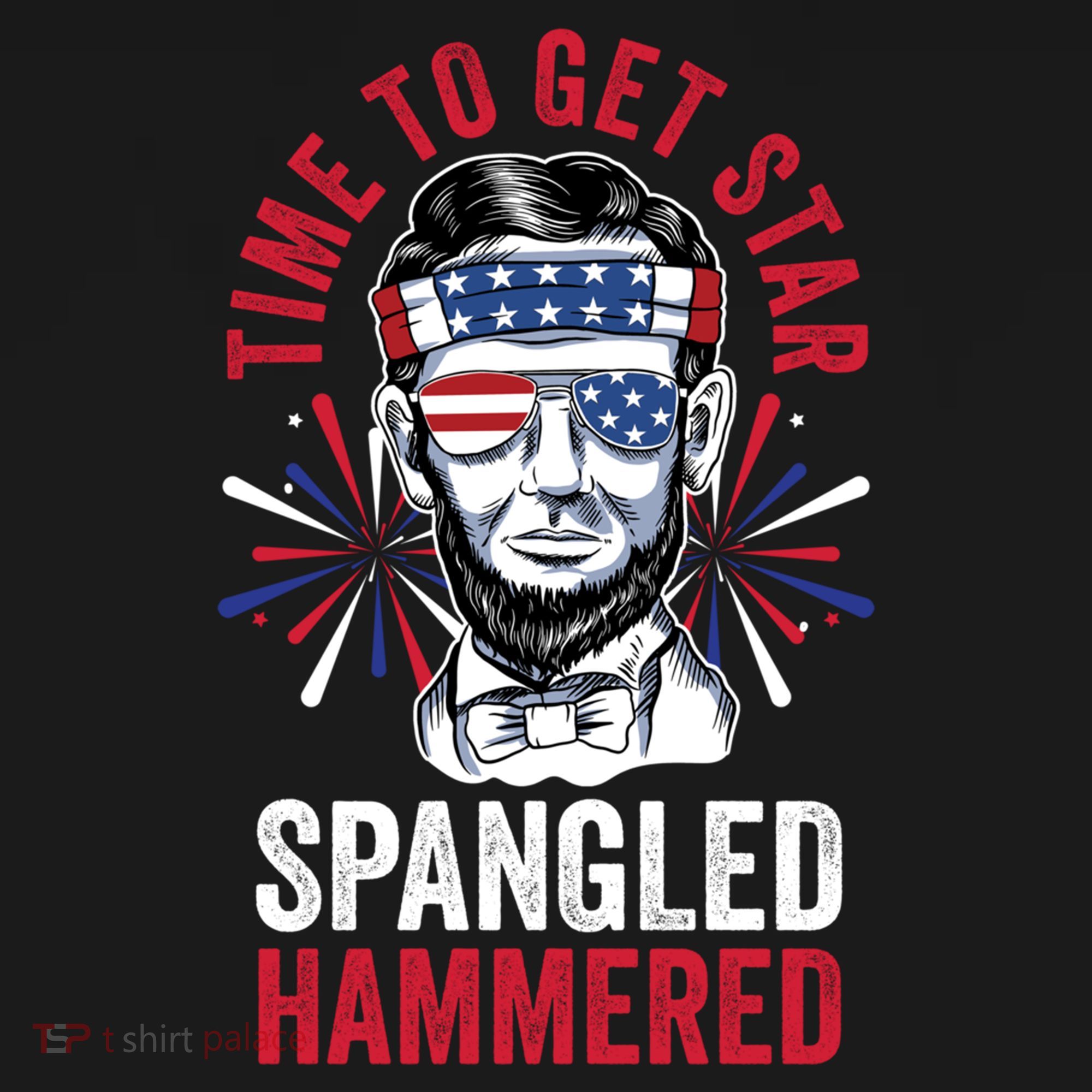 Time To Star Spangled Hammered Fireworks Director Lincoln Cool Gift USA-Made Doggie Bandana