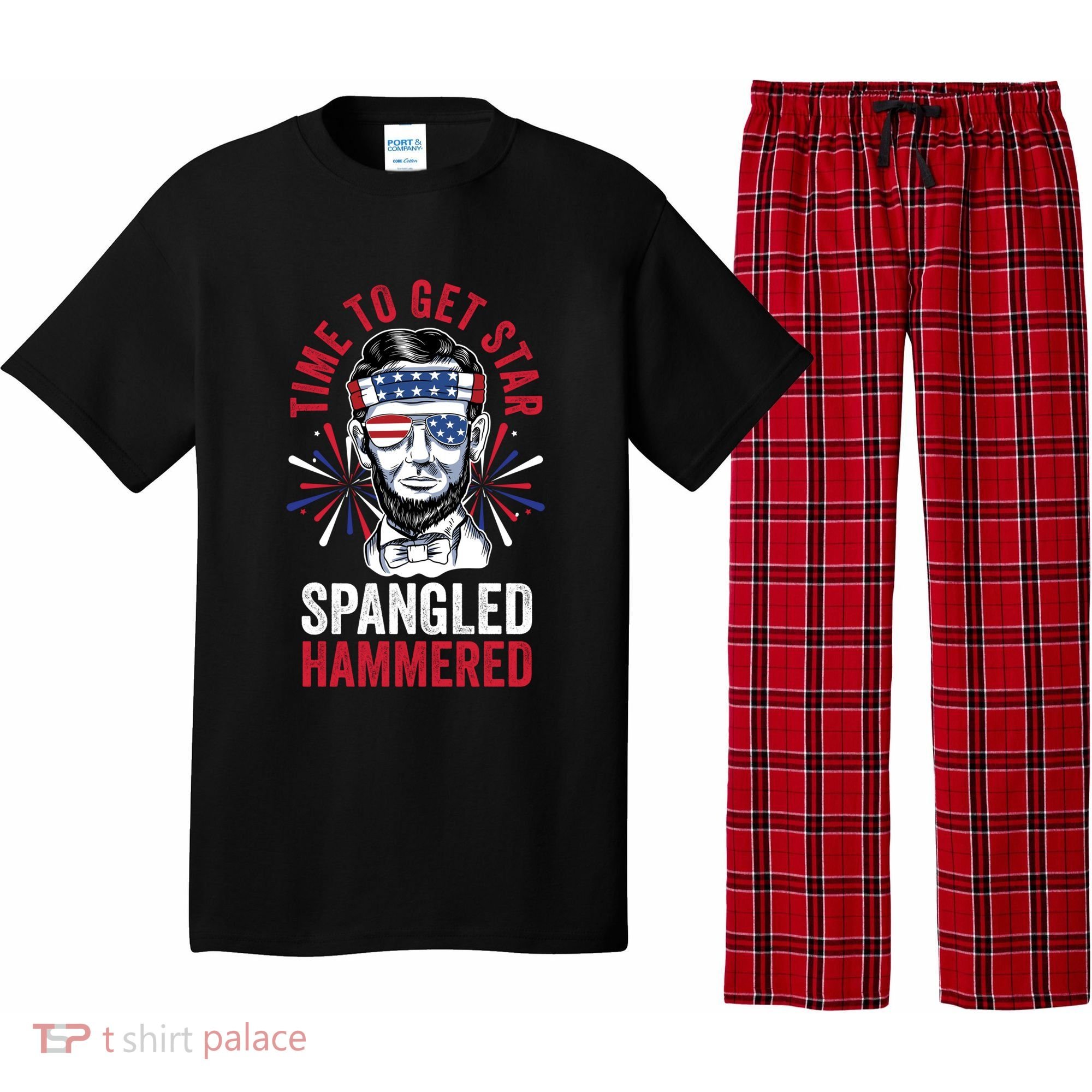 Time To Star Spangled Hammered Fireworks Director Lincoln Cool Gift Pajama Set
