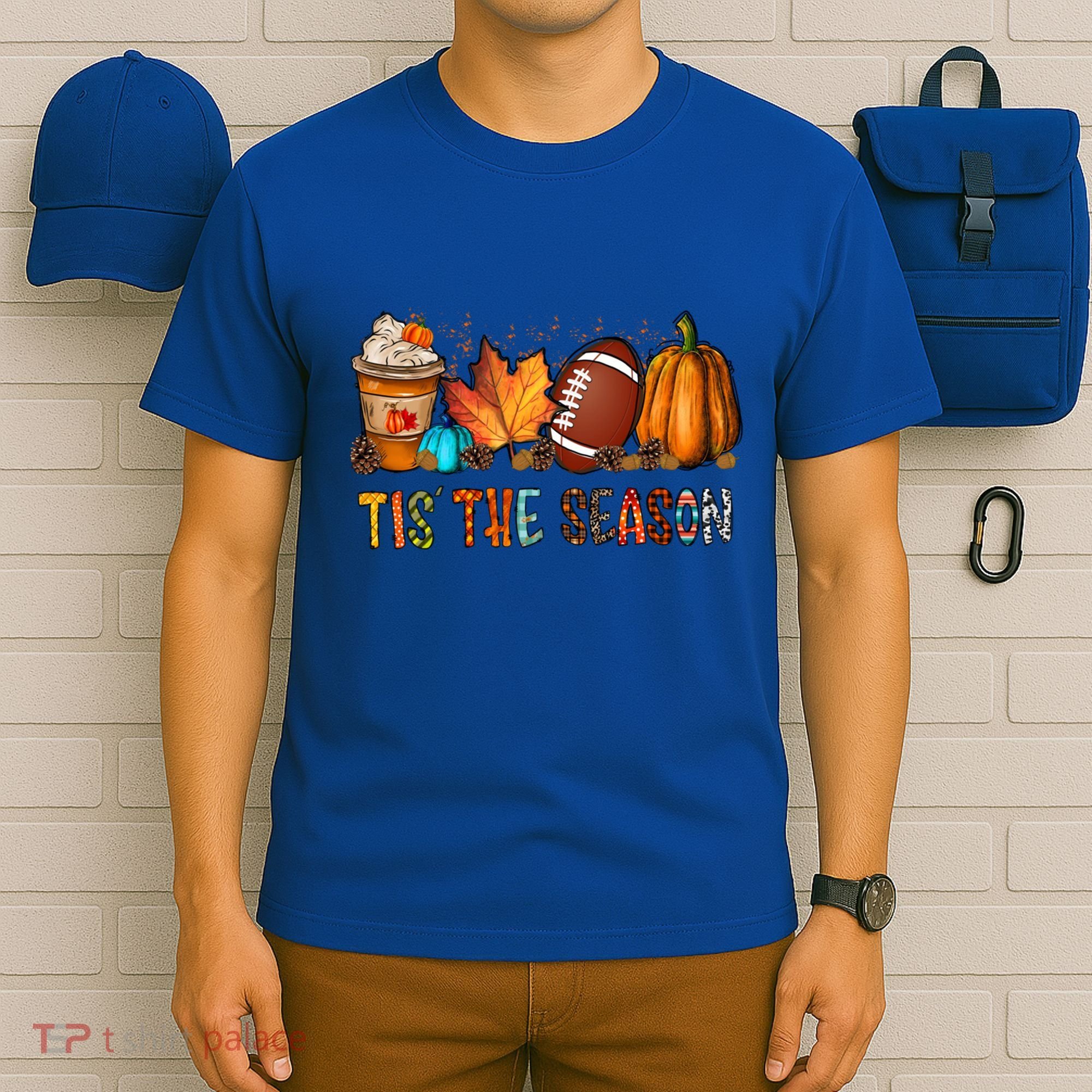 Tis The Season Coffee Fall Football And Halloween Pumpkin Meaningful Gift T-Shirt