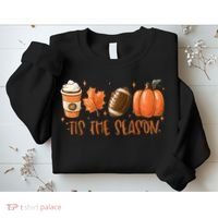 Tis The Season Fall Coffee Football Lover Sweatshirt thumb 2