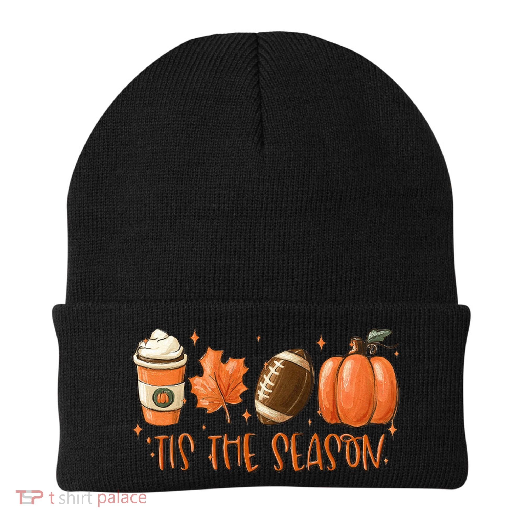 Tis The Season Fall Coffee Football Lover Beanie
