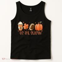 Tis The Season Fall Coffee Football Lover Tank Top thumb 2