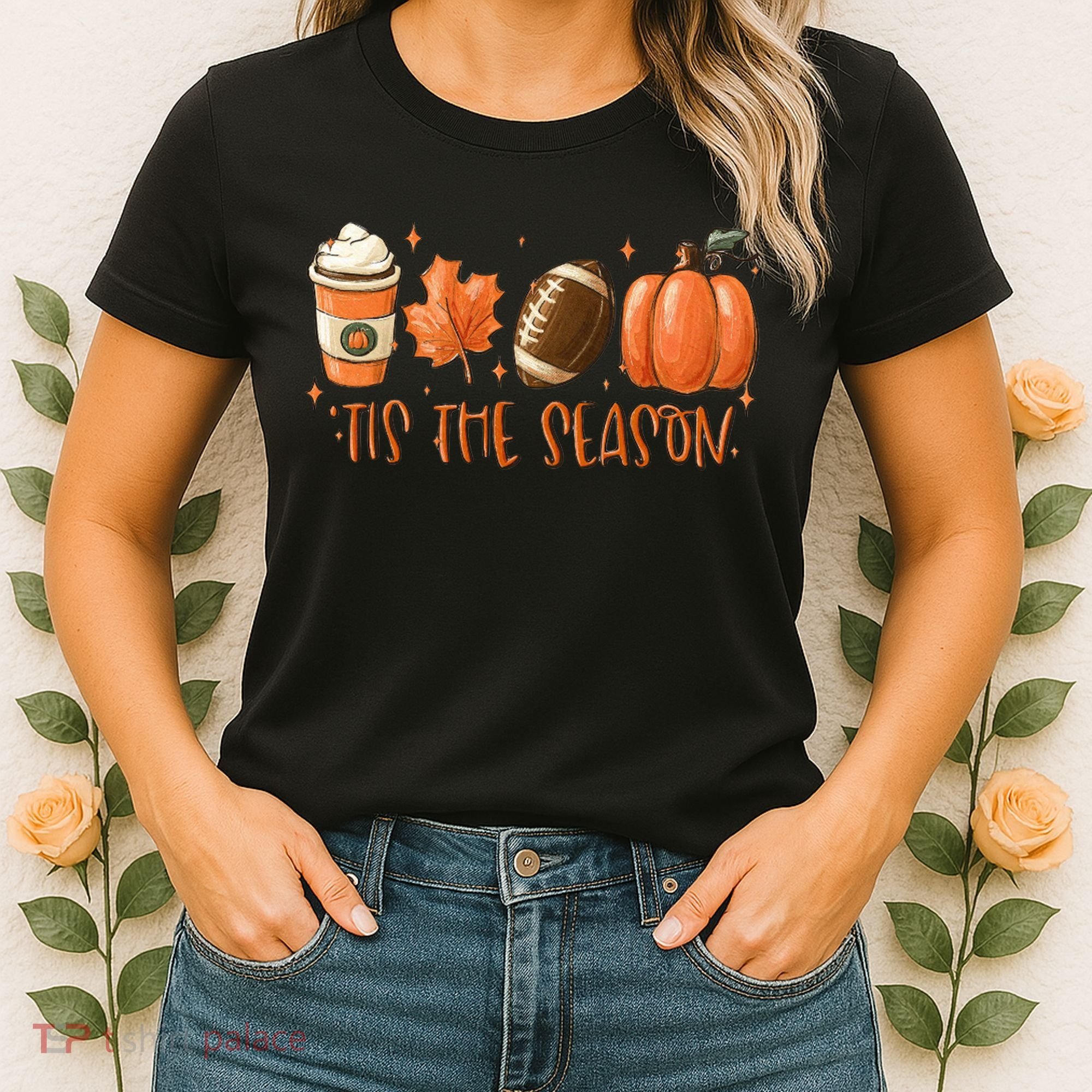 Tis The Season Fall Coffee Football Lover Women's T-Shirt