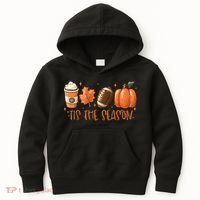 Tis The Season Fall Coffee Football Lover Kids Hoodie thumb 0