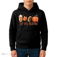 Tis The Season Fall Coffee Football Lover Kids Hoodie thumb 4